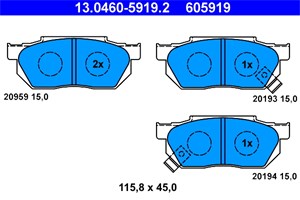 Bilde av Bremseklosser Sett, Framaksel, Honda, 45022-sb0-505, 45022-sb0-670, 45022-sb0-671, 45022-sb0-672, 45022-sh3-g00, 45022-sh3-g03, 45022-sh