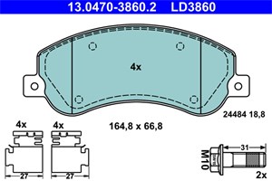 Bilde av Bremseklosser Sett, Framaksel, Vw Amarok, Amarok Flak/chassi, 2h0 698 151 A, 2h0 698 151, Jzw 698 151 Am