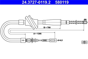 Bilde av Kabel, Parkeringsbremse, Bak, Audi 100 C3 Avant, 100 C3 Sedan, 443 609 721 F, 443 609 721 K, 443 609 721