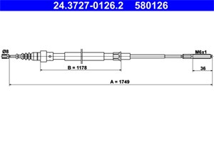 Kabel, parkeringsbremse, Bak