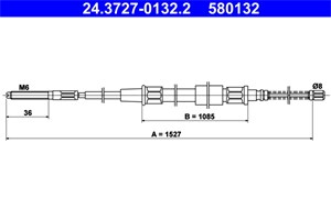 Kabel, parkeringsbremse, Bak