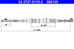 Kabel, parkeringsbremse, Bak