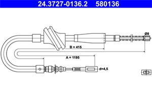 Bilde av Kabel, Parkeringsbremse, Bakre Venstre, Audi 80 B2 Sedan, 90 B2, Coupe B2, 811 609 721 A, 811 609 721 B, 811 609 721 C, 811 609 721 H, 8