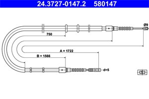 Kabel, parkeringsbremse, Bak