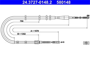 Bilde av Kabel, Parkeringsbremse, Bak, Audi 80 B4 Avant, 80 B4 Sedan, 8a0 609 721 Ae, 8a0 609 721 S