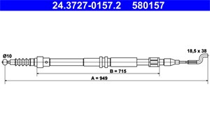 Kabel, parkeringsbremse, Bak