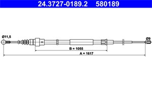 Kabel, parkeringsbremse, Bak