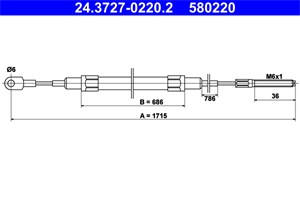 Bilde av Kabel, Parkeringsbremse, Bak, Bmw 5 [e28], 6 [e24], 34 41 1 150 784, 34 41 1 152 689, 34 41 1 156 356