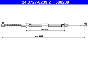 Kabel, parkeringsbremse, H&#248;yre bak