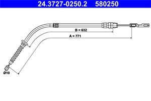 Kabel, parkeringsbremse, H&#248;yre bak