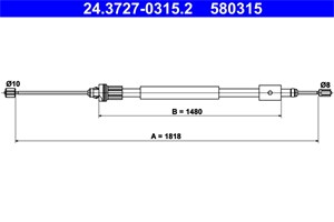 Kabel, parkeringsbremse, H&#248;yre bak