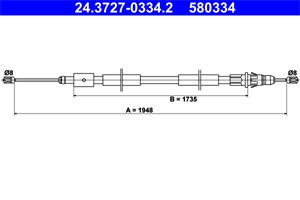 Bilde av Kabel, Parkeringsbremse, Høyre Bak, Citroën Xsara Picasso, 4745 W1