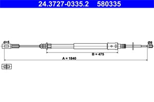 Kabel, parkeringsbremse, Foran