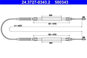 Kabel, parkeringsbremse, Bak