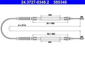 Kabel, parkeringsbremse, Bak