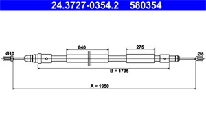 Bilde av Kabel, Parkeringsbremse, Høyre Bak, Citroën Xsara Picasso, 4745 Z6