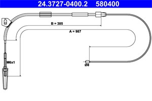 Kabel, parkeringsbremse, Foran