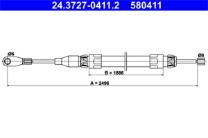 Bilde av Kabel, Parkeringsbremse, Foran, Mercedes-benz 124 Sedan [w124], 124 T-model [s124], E-klass [w124], E-klass T-model [s124], 124 420 10 8