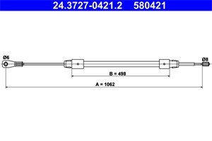 Bilde av Kabel, Parkeringsbremse, Bakre Venstre, Mercedes-benz A-klass [w168], 168 420 14 85, A 168 420 14 85