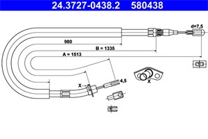 Kabel, parkeringsbremse, Bak