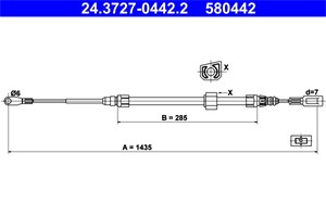 Kabel, parkeringsbremse, Foran