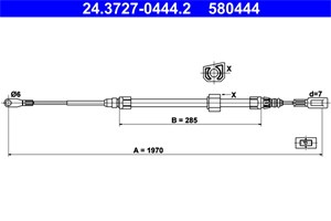 Kabel, parkeringsbremse, Foran