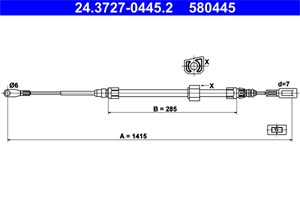 Kabel, parkeringsbremse, Foran