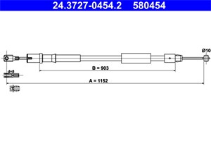 Kabel, parkeringsbremse, H&#248;yre bak