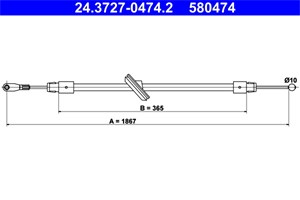 Kabel, parkeringsbremse, Foran