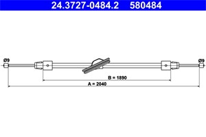 Kabel, parkeringsbremse, Foran