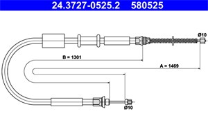 Bilde av Kabel, Parkeringsbremse, Høyre Bak, Fiat Punto, Punto Cabriolet, Punto Van, 7747331