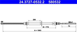 Bilde av Kabel, Parkeringsbremse, Bakre Venstre, Høyre Bak, Citroën,fiat,peugeot, 1473322080, 4745 F2, 4745 G9