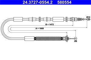 Kabel, parkeringsbremse, H&#248;yre bak