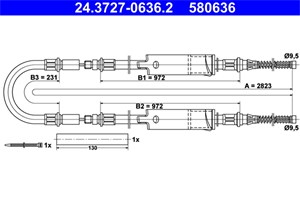 Kabel, parkeringsbremse, Bak