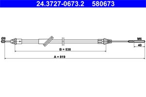 Kabel, parkeringsbremse, Foran