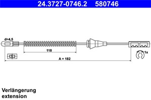 Kabel, parkeringsbremse, Bak