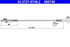 Kabel, parkeringsbremse, Foran