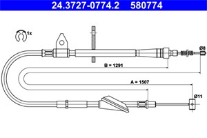 Bilde av Kabel, Parkeringsbremse, Høyre Bak, Opel Agila, Suzuki Wagon R+ Halvkombi, Vauxhall Agila Mk I, 47 00 357, 47 05 631, 54401-78f02, 54410