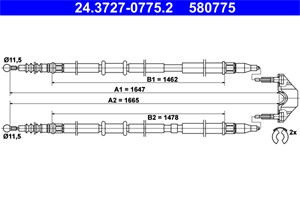 Kabel, parkeringsbremse, Bak