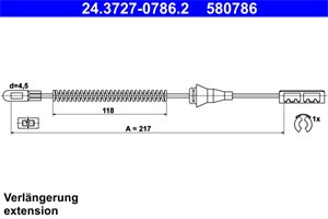 Kabel, parkeringsbremse, Bak