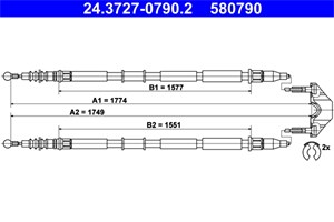 Kabel, parkeringsbremse, Bak