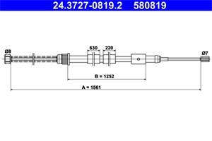 Bilde av Kabel, Parkeringsbremse, Høyre Bak, Peugeot 306, 306 Halvkombi, 306 Skåp / Kombi, 306 Skåp/halvkombi, 4745 98