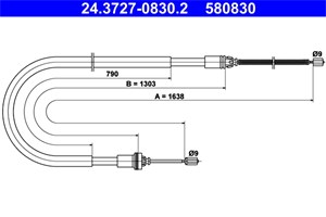 Kabel, parkeringsbremse, Bak