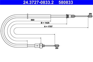 Bilde av Kabel, Parkeringsbremse, Bak, Peugeot 206 Cc, 206 Halvkombi, 206 Sedan, 206 Sw, 4745 N5