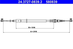 Kabel, parkeringsbremse, Bak