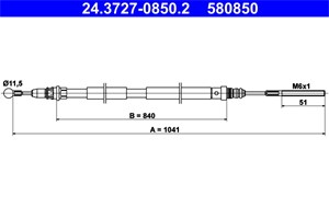 Bilde av Kabel, Parkeringsbremse, Bakre Venstre, Høyre Bak, Citroën C8, C8 Van, Peugeot 807, 807 Van, 4745 Y8, 4746 19