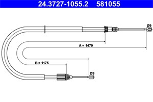 Kabel, parkeringsbremse, H&#248;yre bak