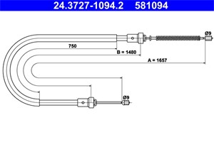 Kabel, parkeringsbremse, Bak