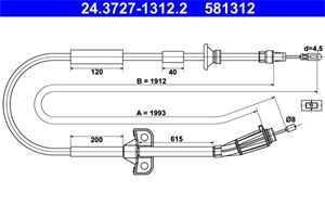 Kabel, parkeringsbremse, Bak