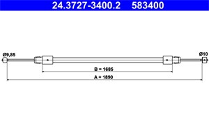 Kabel, parkeringsbremse, Bak, Foran